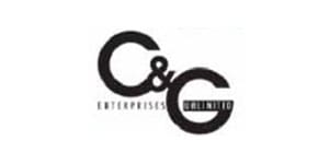 A black and white logo of c & g enterprises unlimited.