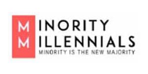 A black and white logo of the minority millennial group.