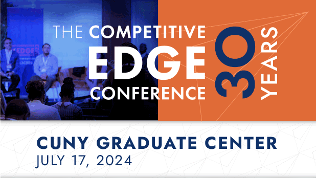 A banner with the words " competitive edge conference 3 0 th anniversary graduate center ".