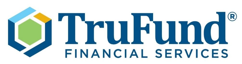 A blue and white logo of truforce financial